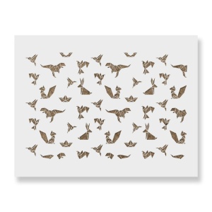 Sablon Perete vopsire, tencuiala 900x600x0.7mm Geometric Origami Animals Refolosibil, model MXSP7123