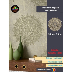 Sablon Perete vopsire, tencuiala model Mandala Bogăție MXSP7674 marime 570x570mm cerc intreg