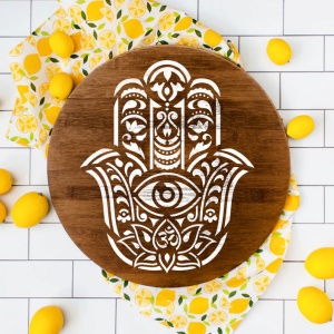 Sablon Perete vopsire, tencuiala x0.7mm Hamsa Palm Mandala Refolosibil, model MXSP7143 - Img 7