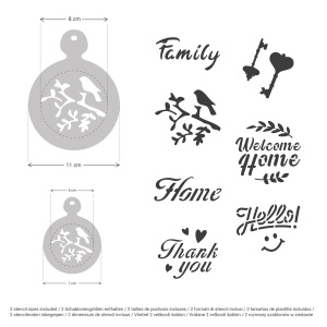 Set 14 sabloane decorare cafea 27 si 7 cm 0.5mm Familie model MXSP7356 - Img 2