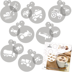 Set 14 sabloane decorare cafea 30 si 7 cm 0.5mm Transport model MXSP7359 - Img 3