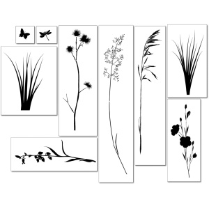 Set 9 sabloane Perete vopsire, tencuiala Meadow dimensiune 528 mm grosime 0,7mm model MXSP7376