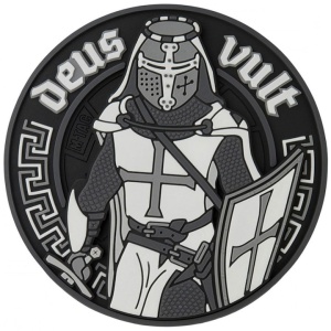 Emblema Patch Petic Cavaler Templier PVC, 80 mm, Negru/Alb