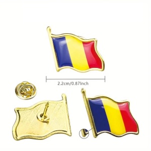 Insigna tip drapel tricolor Romania, tip brosa, 22mm - Img 4