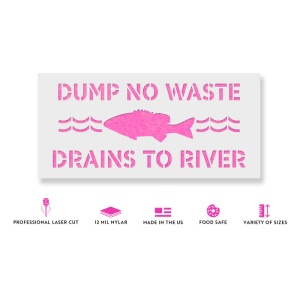 Sablon Perete vopsire, tencuiala 0.7mm No Dumping Drains to River Refolosibil, model MXSP7225 - Img 2