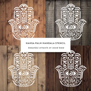 Sablon Perete vopsire, tencuiala x0.7mm Hamsa Palm Mandala Refolosibil, model MXSP7143 - Img 8