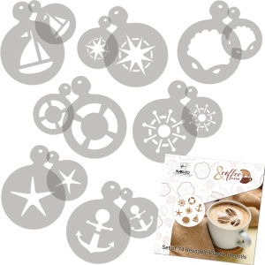 Set 14 sabloane decorare cafea 20 si 7 cm 0.5mm Mare model MXSP7349 - Img 3