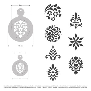 Set 14 sabloane decorare cafea 24 si 7 cm 0.5mm Ornament model MXSP7353 - Img 2