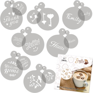 Set 14 sabloane decorare cafea 27 si 7 cm 0.5mm Familie model MXSP7356 - Img 3