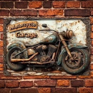 Decoratiune de perete din metal pentru garaj de motociclete, casă, bar, cafenea 2D 20x30cm - Img 7