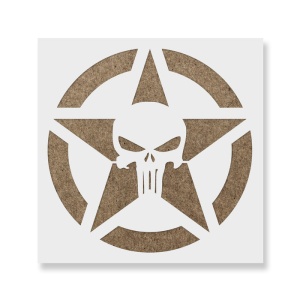 Sablon Perete vopsire, tencuiala 0.7mm Craniu Punisher cu Stea model MXSP7451