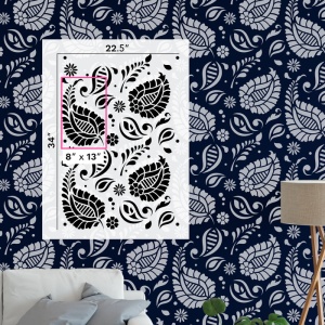 Sablon Perete vopsire, tencuiala 900x600x0.7mm Paisley Refolosibil, model MXSP7074 - Img 2