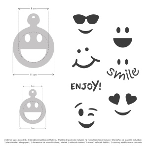 Set 14 sabloane decorare cafea 14 si 7 cm 0.5mm Emoji-uri model MXSP7343 - Img 2