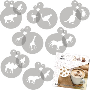 Set 14 sabloane decorare cafea 34 si 7 cm 0.5mm Animale model MXSP7363 - Img 3
