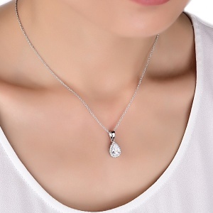 Pave Diamond Teardrop ogrlica sa cirkonima - Img 2