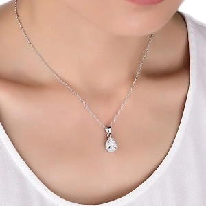 Pave Diamond Teardrop ogrlica sa cirkonima - Img 2