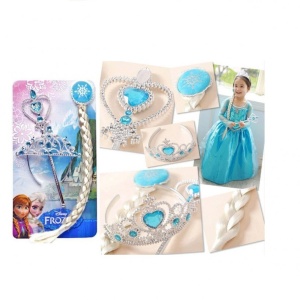 Frozen Elsa set za devojčice - kruna, pletenica i čarobni štapić - Img 3