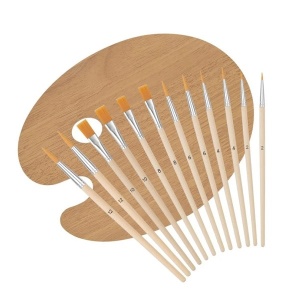 Art set drvena paleta i 12 četkica za slikanje - Img 2