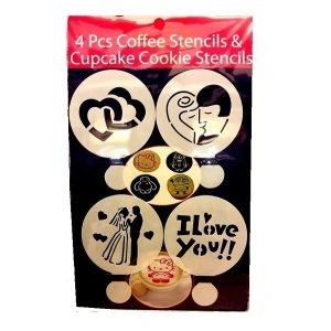 Set od 4 LoVe šablona za dekorisanje kafe i kolača - Img 6