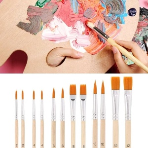 Art set drvena paleta i 12 četkica za slikanje - Img 3