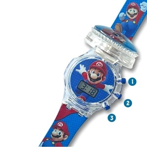 Super Mario svetleći digitalni dečiji sat sa rotirajućim poklopcem - Img 3