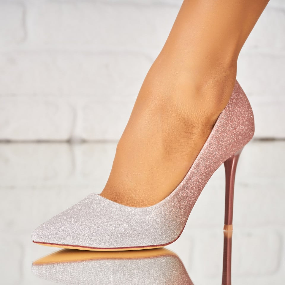 Stiletto cipők Csillám Arany rózsaszín Niyah A3611