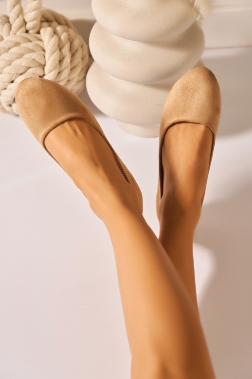Női balerina cipő Fordított műbőr Khaki Sandrina - Img 3