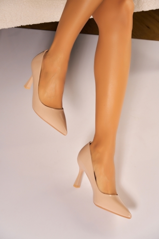 Stiletto cipők Műbőr lakk Khaki Creely - Img 2