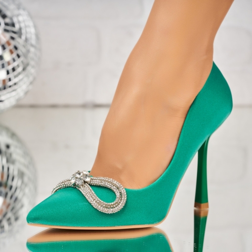 Stiletto cipők Satin Zöld Neina - Img 4