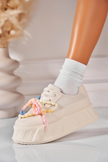 Sneakers (utcai sportcipő) Ökológiai bőr Bézs Elvia