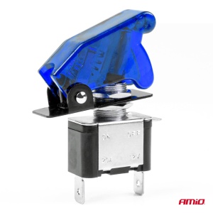Comutator iluminat (intrerupator) cu protectie, destinatie auto, moto, ATV, SSV, Off-Road, model "TOP GUN", tensiune 12V - 24V, culoare Albastra - Img 2