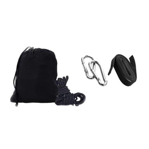 Hamac turistic din nylon cu plasa de tantari, culoare neagra, dimensiuni 260 cm x 140 cm - Img 3