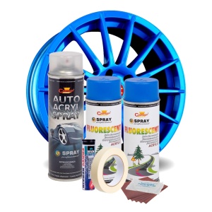 Kit complet reparatie si vopsire jante culoare Albastru Fluorescent, V2 - Img 2