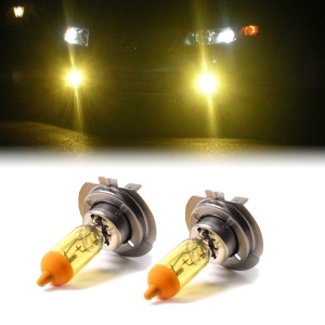Set 2 becuri H7 pentru proiectoare de ceata, culoare galbena, 12V, 55W - Img 1