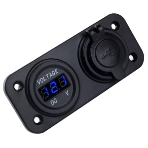 Voltmetru cu 2 x porturi incarcare USB, pentru vehicule offroad, ATV, SSV, quad, moto sau utilaje agricole, alimentare 12V - Img 3