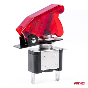 Comutator iluminat (intrerupator) cu protectie, destinatie auto, moto, ATV, SSV, Off-Road, model "TOP GUN", tensiune 12V - 24V, culoare Rosie - Img 2
