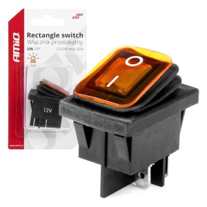 Intrerupator On/Off, 12/24V, dreptunghiular, waterproof, iluminat culoare Galben, destinatie auto, utilitare, Off-Road, ATV, SSV, QUAD - Img 1
