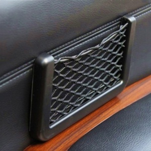 Organizator de tip buzunar din plasa elastica cu rama plastic, dimensiune 14,5 x 7 cm, culoare neagra - Img 4