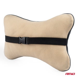 Set 2 perne pentru tetiere auto, marca AMIO, pentru sustinere gat din piele ecologica, culoare NEGRU - Img 3