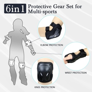 Set pentru copii, 6 x protectii pentru genunchi, coate si incheieturi (bicicleta, role, skateboard, patine) - Img 4