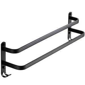 Suport de prosoape pentru baie tip "Mansarda" din aluminiu, lungime 60 cm, culoare Negru Mat - Img 2