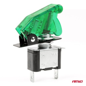 Comutator iluminat (intrerupator) cu protectie, destinatie auto, moto, ATV, SSV, Off-Road, model "TOP GUN", tensiune 12V - 24V, culoare Verde - Img 2