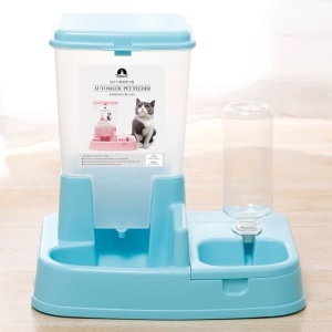 Distribuitor de alimente si apa pentru animale, 2in1, culoare Albastru - Img 1