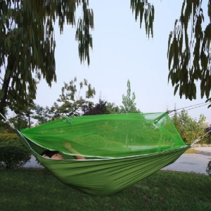 Hamac de Camping Dublu (2 persoane), 200 x 100 cm + Plasa de tantari, culoare Verde - Img 2