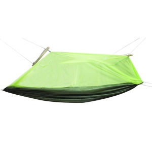 Hamac de Camping Dublu (2 persoane), 200 x 100 cm + Plasa de tantari, culoare Verde - Img 1