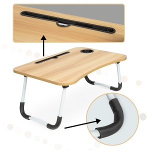 Masa pentru Laptop plianta din MDF, dimensiune 60 x 39,5 cm, cu suport pahar si telefon - Img 6