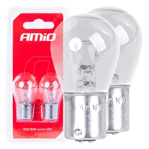 Set 2 becuri cu halogen, soclu P21, 5W, BAY15D, alimentare 12V - Img 1