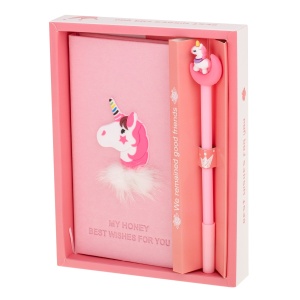 Set Cadou pentru Copii, Caiet cu Unicorn finisat cu piele ecologica + Pix cu Unicorn - Img 1