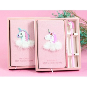Set Cadou pentru Copii, Caiet cu Unicorn finisat cu piele ecologica + Pix cu Unicorn - Img 2