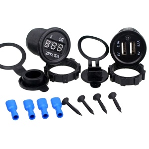 Voltmetru cu 2 x porturi incarcare USB, pentru vehicule offroad, ATV, SSV, quad, moto sau utilaje agricole, alimentare 12V - Img 5